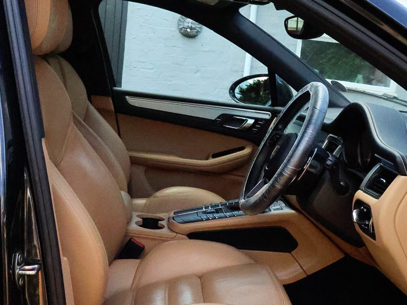 Porsche Macan tan leather interior cleaned and conditioned